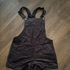 NWT Storia Black Shimmer & Glitter Overall Shorts